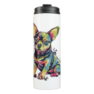 Termo Chihuahua Resumen Pintura Color Cute Perro