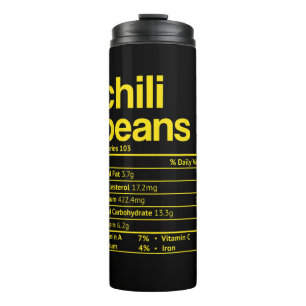 Termo Chili Beans Nutrition Hechos Graciosos De Acción D