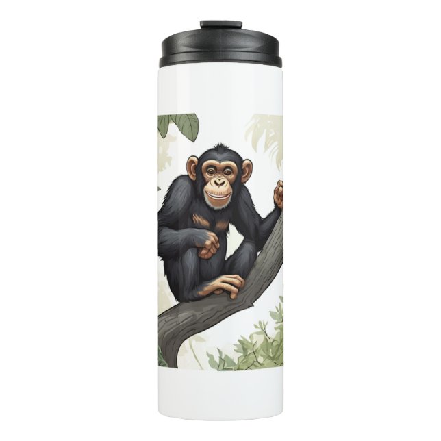 Termo Chimpancé lindo en la rama saluda (Anverso)