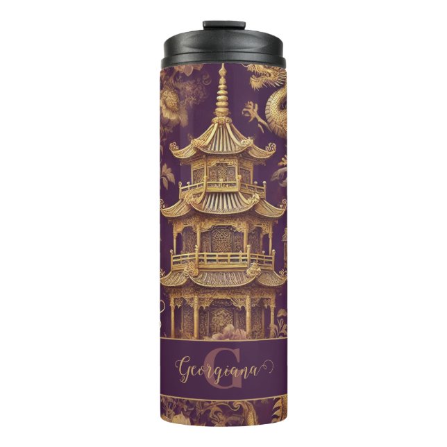 Termo Chinoiserie victoriana personalizada Purple & Gold (Anverso)