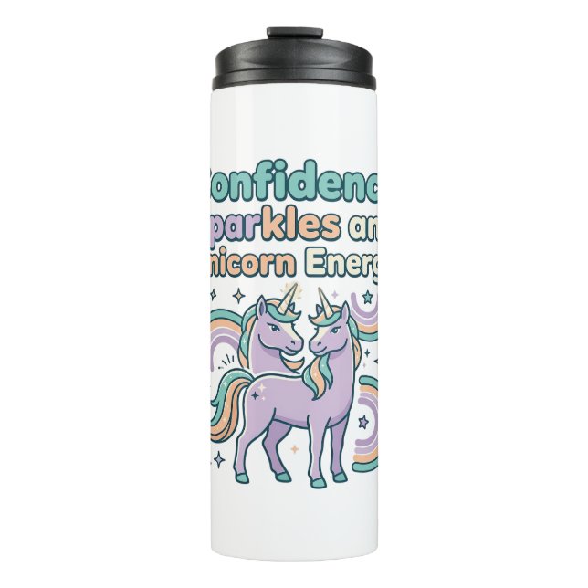 Termo Chispas de confianza de unicornio y diseño de cami (Anverso)