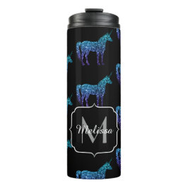 Termo Chispas de unicornio patrón de ombre azul acuatico