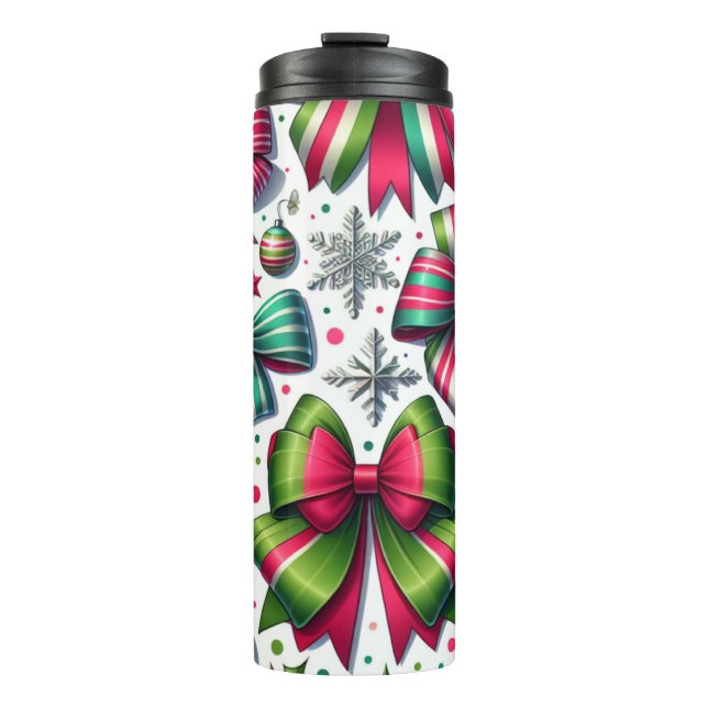 Termo Christmas Bows Tumbler – Festive Gift for Women (Anverso)