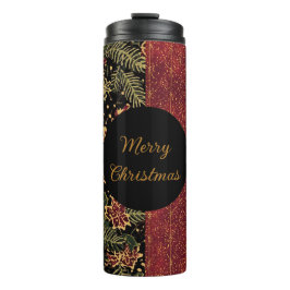 Termo Christmas Flowers ,Red Gold Black,Merry Christmas 