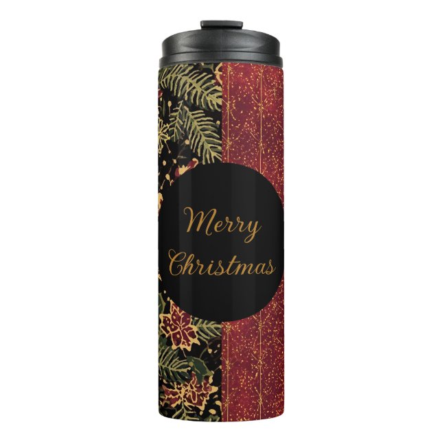Termo Christmas Flowers ,Red Gold Black,Merry Christmas  (Anverso)