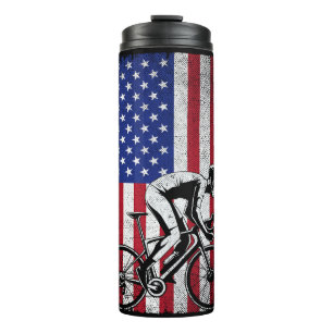 Termo Ciclismo En Bicicleta 4 De Julio Bandera Estadouni