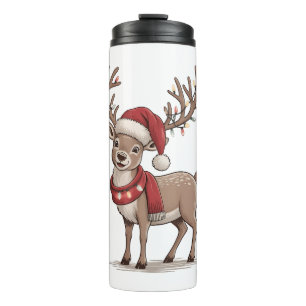 Termo Ciervo Animal Navidad Ciervo Sombrero Santa Navida