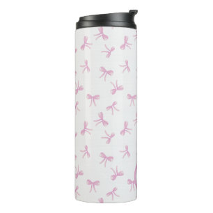 Termo Cinta de acuarela rosa Coquette fruncida con monog