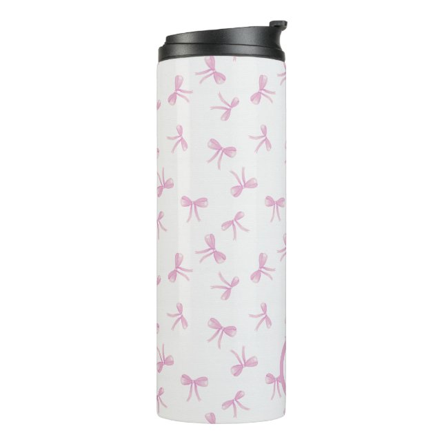 Termo Cinta de acuarela rosa Coquette fruncida con monog (Rotado hacia la izquierda)