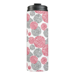 Termo Círculos con huella de piel de leopardo gris y roj