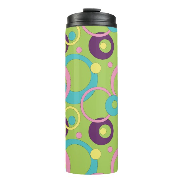 Termo Círculos verdes funky Tumbler térmico (Anverso)