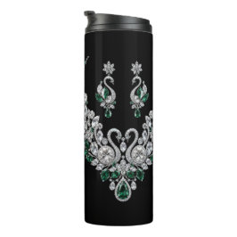 Termo Cisnes de Cristal Esmeralda | Joyería de Lujo