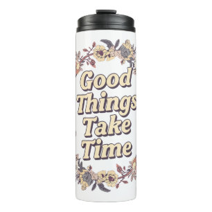 Termo Cita de paciencia floral vintage elegante