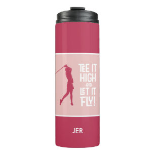 Termo Cita divertida de golf en camiseta magenta roja ro