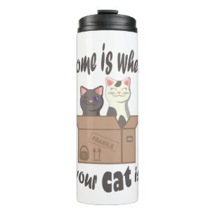 Termo Cita divertida Home es donde está tu gato