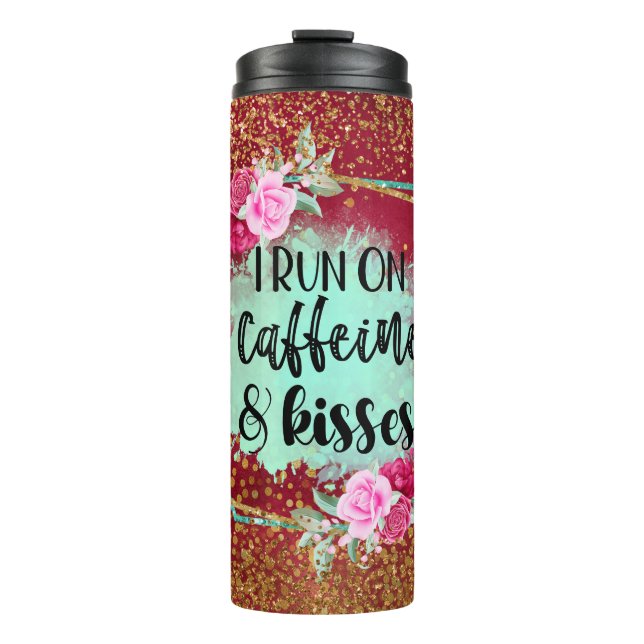Termo Cita Inspiradora audaz con diseño floral (Anverso)