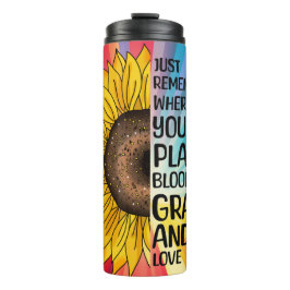 Termo Cita inspiradora y girasol dibujado a mano