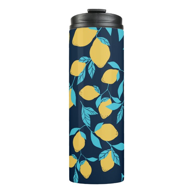 Termo Citro simple: limones en azul. (Anverso)