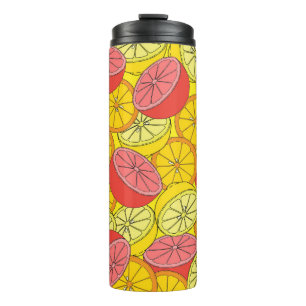 Termo Citrus Frutos Patrón Brillante Sin Marea