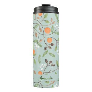 Termo Citrus verde y flor Naranja