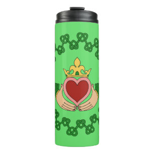 Termo Claddagh y entrelazado verde