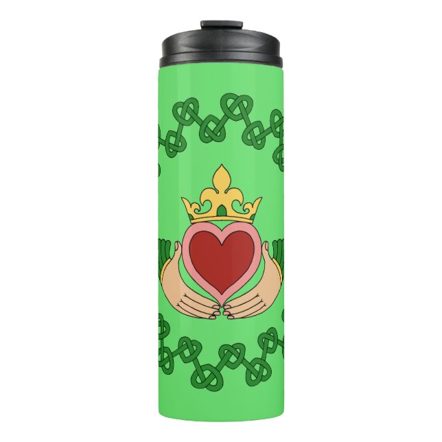 Termo Claddagh y entrelazado verde (Anverso)