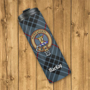 Termo Clan MacKay Escudo sobre Blue Tartán