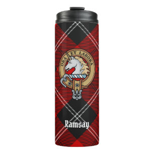 Termo Clan Ramsay Escudo sobre Tartán Rojo
