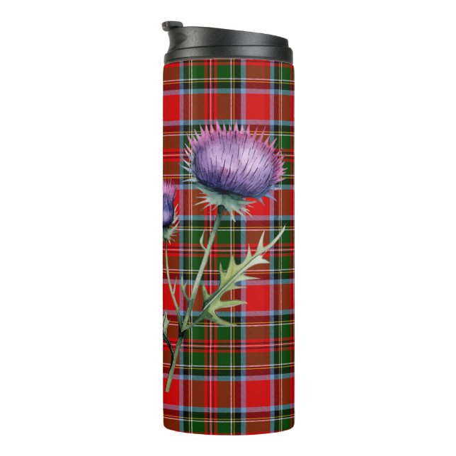 Termo Clan Stewart Tartán y Scottish Thistle Travel Mug (Rotado hacia la derecha)