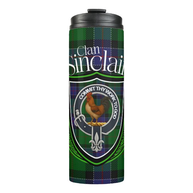 Termo Clan Tartán y Escudo de Sinclair Scottish (Anverso)