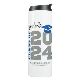 Termo Clase de graduación azul y gris de 2024