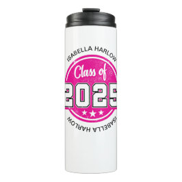 Termo Clase de nombre de graduado rosado 2025