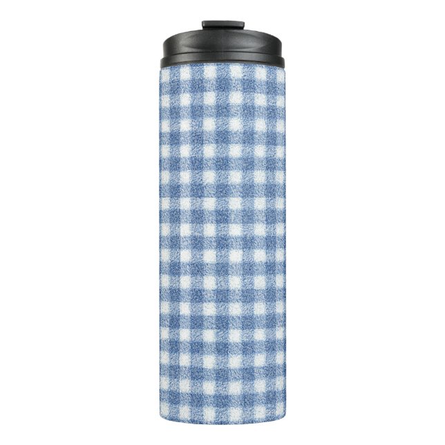 Termo Clásico Cuadro Gingham Azul y Blanco (Anverso)