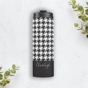 Termo Clásico Moderno Houndstooth Negro y Blanco