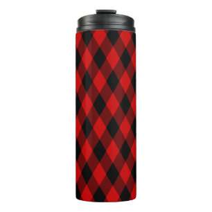 Termo Clásico patrón de diamante negro y rojo