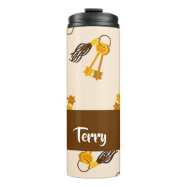 Termo Claves de casa de oro en rosa