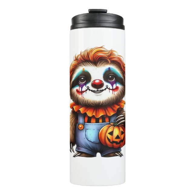 Termo Clown Sloth Halloween camiseta sobredimensionada (Anverso)