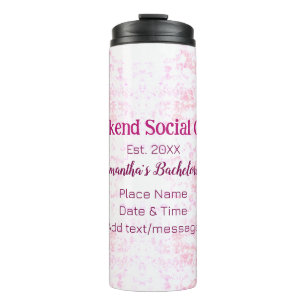 Termo club social del fin de semana rosa brillo despedid