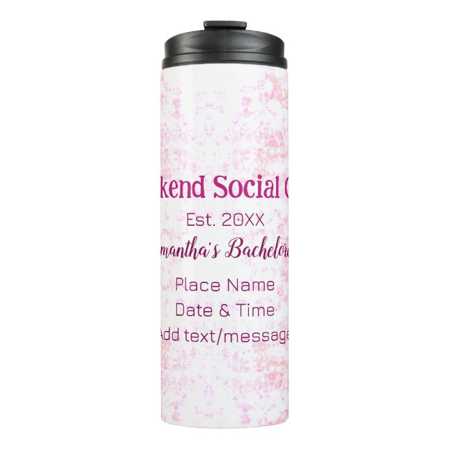 Termo club social del fin de semana rosa brillo despedid (Anverso)