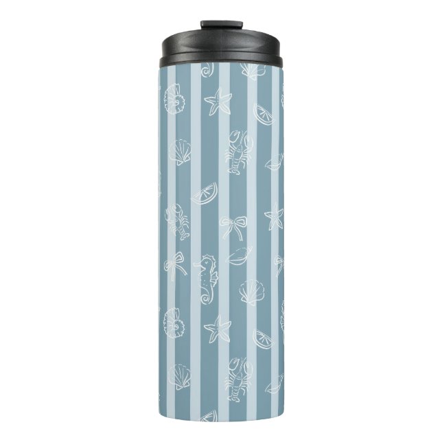 Termo Coastal Nautical Pattern | Blue Sea Shell & Seahor (Anverso)