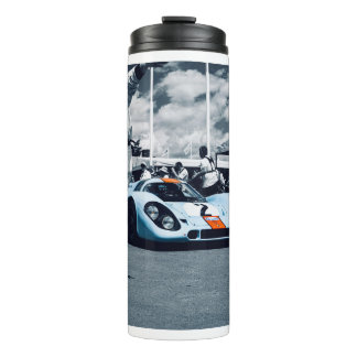 Termo Coche de carreras azul y naranja