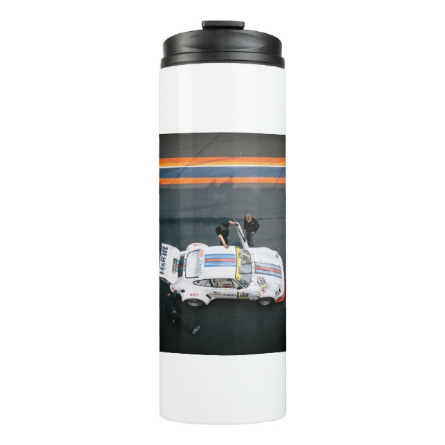 Termo Coche de carreras clásico blanco (Anverso)