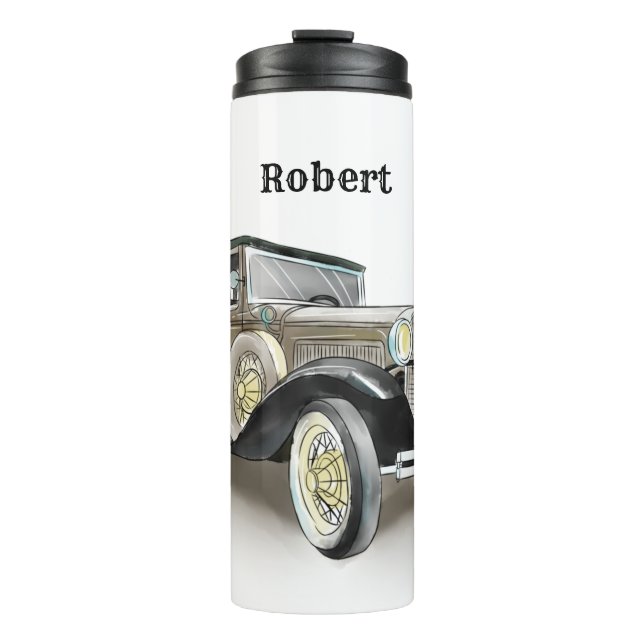 Termo Coche de época - Añadir nombre - Café  (Anverso)