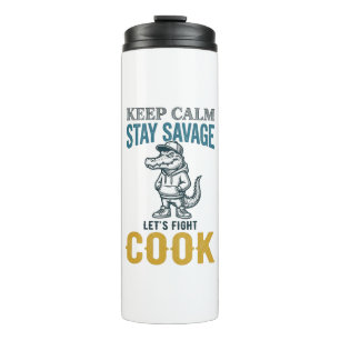 Termo Cocina Salvaje de Cocodrilo Grabado Vintage Gráfic