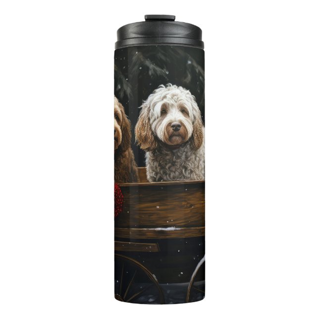 Termo Cockapoo Trineo Nevado Decoración de Navidad     (Anverso)