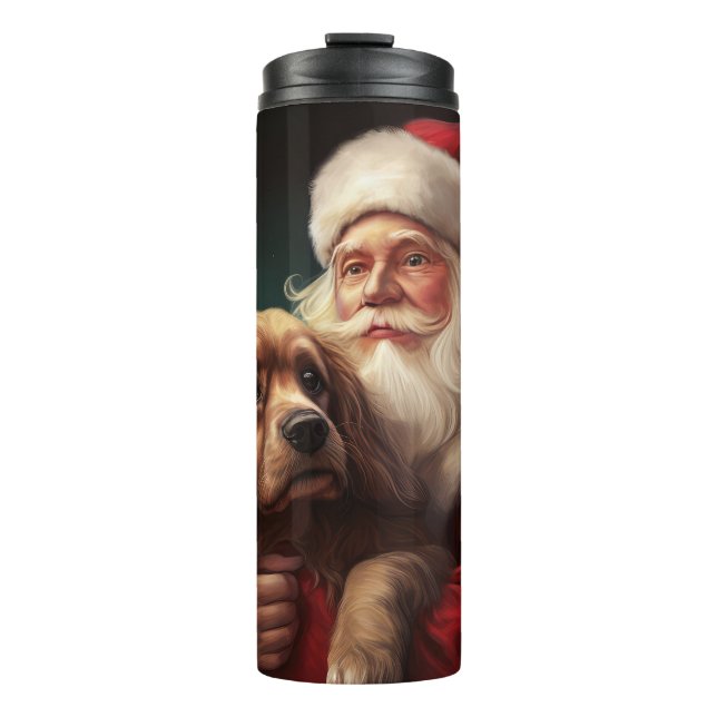 Termo Cocker Spaniel con Navidades festivos de Santa Cla (Anverso)