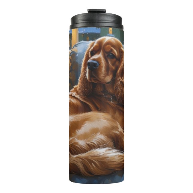 Termo Cocker Spaniel con Navidades Luces feriado (Anverso)