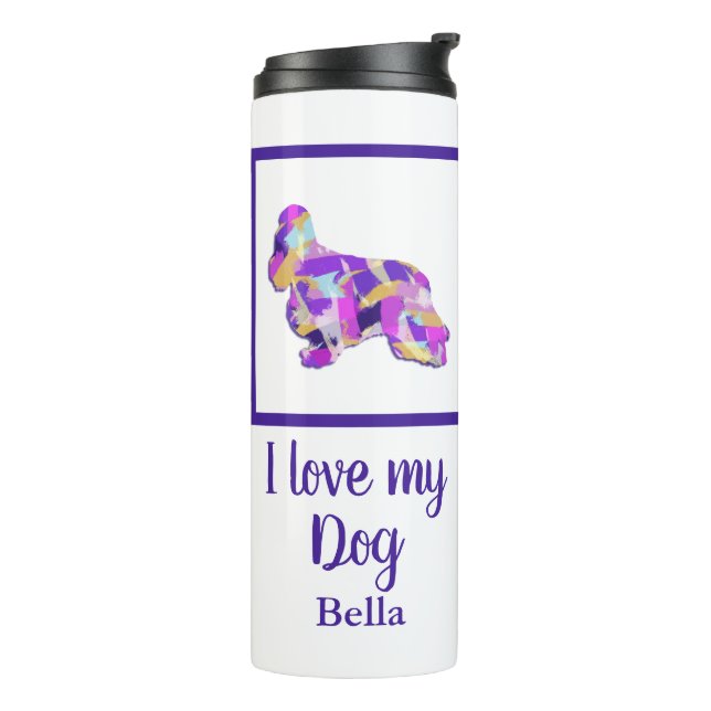 Termo Cocker Spaniel Cute Dog Silhouette PurplePY&B (Rotado hacia la izquierda)