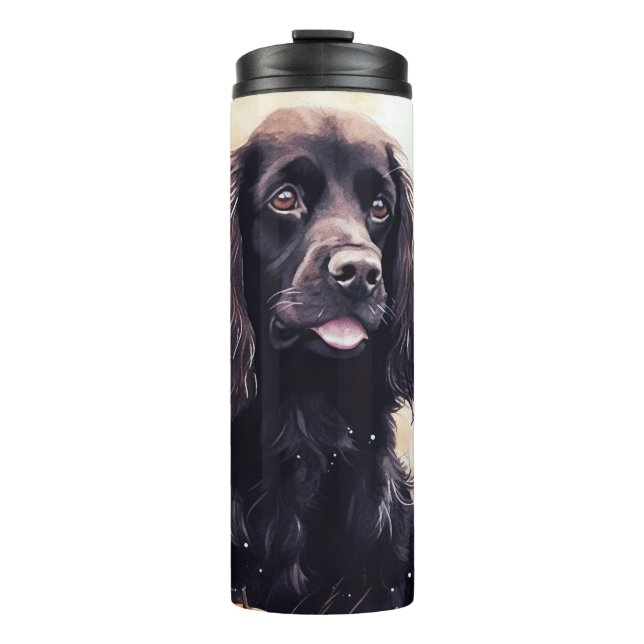 Termo Cocker Spaniel de Halloween con calabazas (Anverso)