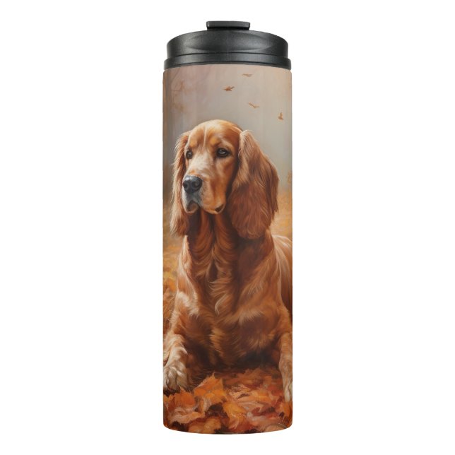 Termo Cocker Spaniel en otoño inspira caída de hojas (Anverso)